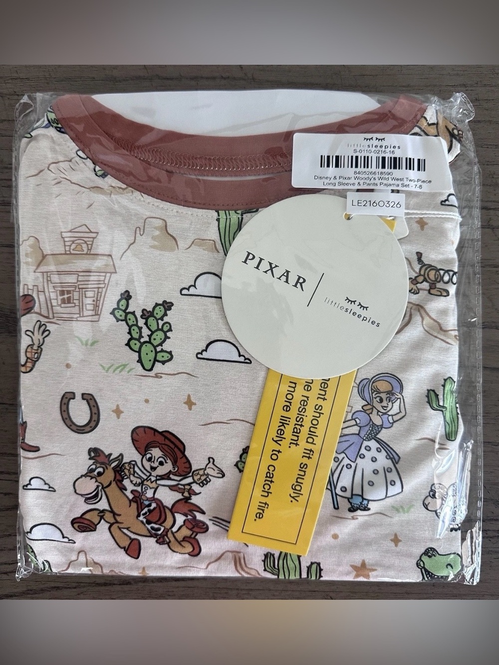 Little Sleepies Disney Pixar Woody’s Wild West 2 Piece Pajama Set Size 7/8 NWT